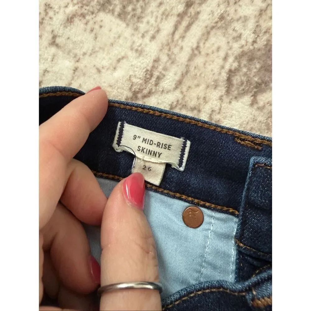 Madewell Women's 9" Mid-rise Button-fly Skinny Denim Jeans Dark Wash Size 26 - Picture 5 of 10